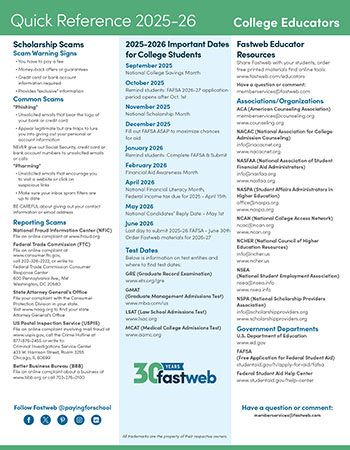 Download 2025-26 College Educator Quick Reference Guide
