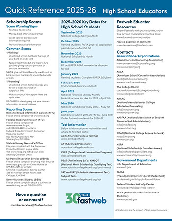 Download 2025-26 High School Educator Quick Reference Guide